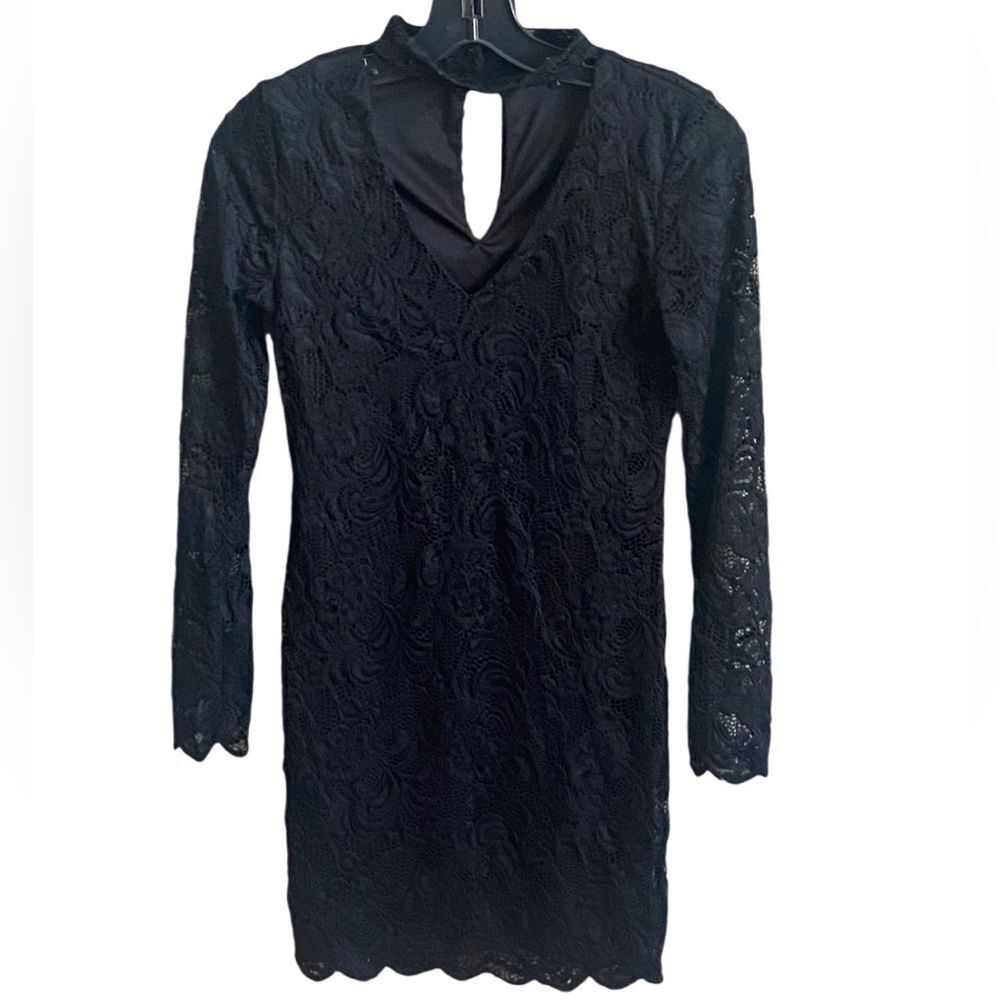 Ambiance Black Lace Overlay Mini Dress. Size Small.